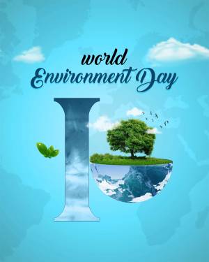 World Environment Day graphic with a tree growing on a globe inside the letter 'I'