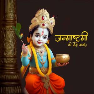 Image of baby Krishna celebrating Janmashtami