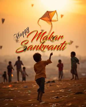 Children flying kites during Makar Sankranti festival
