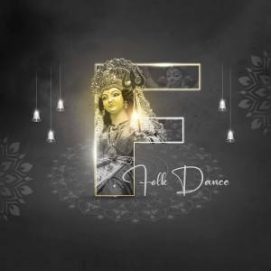 Letter 'F' with a folk dance image and decorative elements
