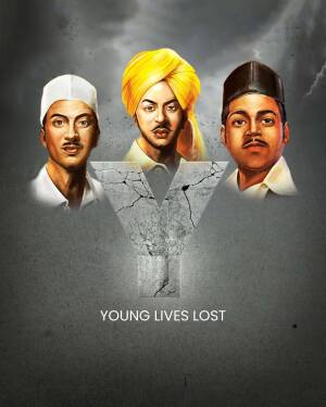 Portrait of Bhagat Singh, Sukhdev Thapar, and Shivaram Rajguru