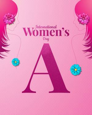 International Women's Day graphic with female profiles and floral accents