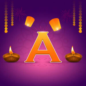 Letter A with Diwali decorations