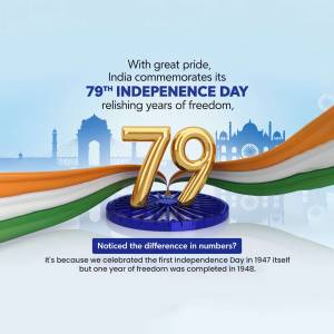 Image commemorating India's Independence Day with a focus on the 78 years of freedom since 1947.
