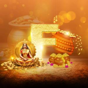 Image of Goddess Lakshmi with gold coins and pots, symbolizing wealth and prosperity.