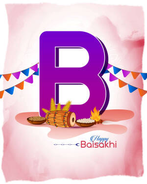 Letter B with Baisakhi decorations