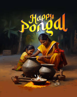 A mother and daughter preparing Pongal, a traditional South Indian harvest festival dish.