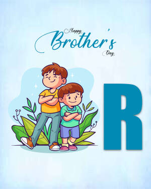 Illustration of two brothers with a large letter 'R' for Brother's Day