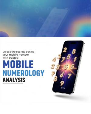 Image depicting mobile numerology analysis with numbers and a smartphone.