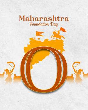 Maharashtra Foundation Day graphic with map and cultural elements