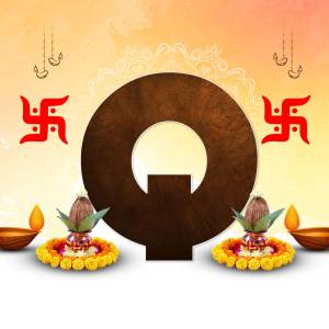 Letter Q with Diwali decorations