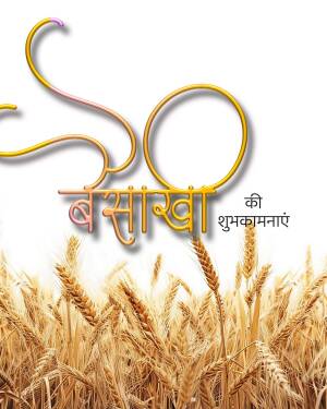 Image with the text 'Basant Panchami' in Hindi and a wheat field background.