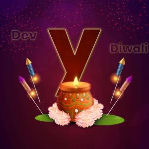 Diwali themed letter 'Y' with a diya and fireworks
