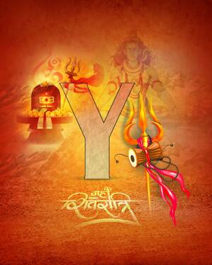Letter Y with Lord Shiva elements for Mahashivratri