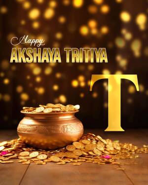 Akshaya Tritiya greeting with gold coins and pot