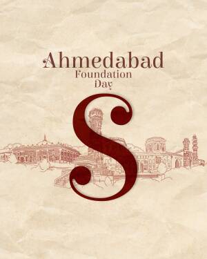 Ahmedabad Foundation Day celebration graphic with city skyline