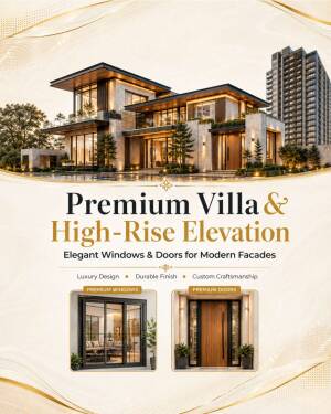 Modern luxury villa and high-rise building architectural elevation design with premium windows and doors