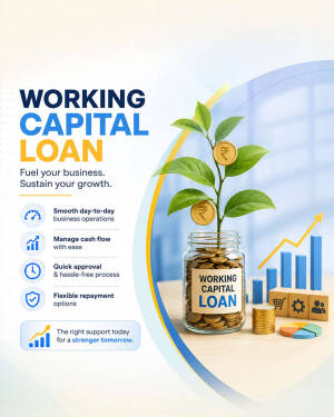 A visual representation of a working capital loan, featuring a jar of coins with a small plant growing out of it, symbolizing business growth.