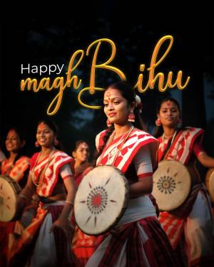 Women performing Bihu dance with traditional instruments