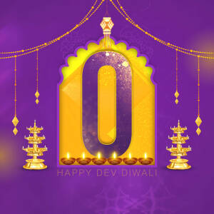 Golden '0' with Diwali lamps and decorations
