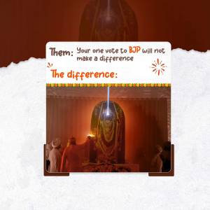 Image of a temple with a message about the importance of voting.