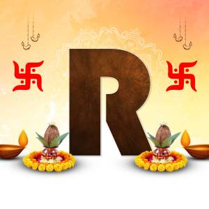 Letter R with Diwali decorations