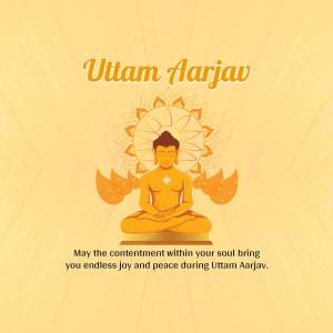 Image of Lord Mahavir in a meditative pose with a floral background.