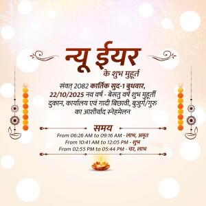Hindu New Year greeting card with text in Hindi