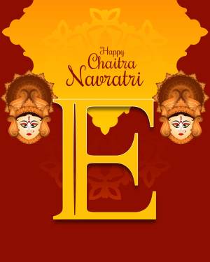 Chaitra Navratri festive greeting with Goddess Durga and the letter E