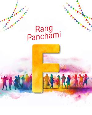 Rang Panchami festival with colorful people and letter F