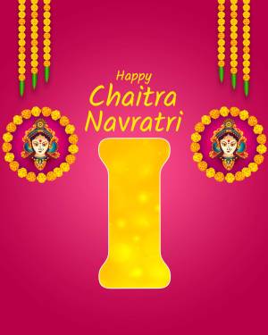 Chaitra Navratri greeting with Goddess Durga and traditional decorations