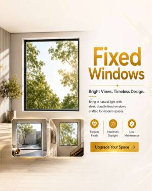 Luxury fixed windows in a bright modern home interior showing natural light and elegant finish