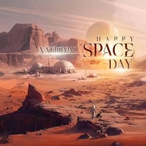 Happy National Space Day - Mars Colony Poster For Pinterest