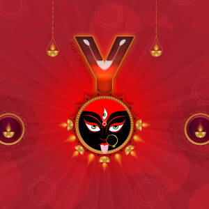 Letter Y with a Kali Puja themed background