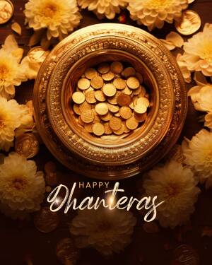 Happy Dhanteras - Golden Prosperity Banner For Telegram