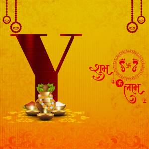 Letter Y with Diwali decorations and traditional symbols