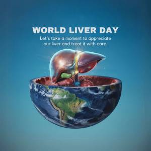 Illustration of a human liver resting on a globe representing World Liver Day.