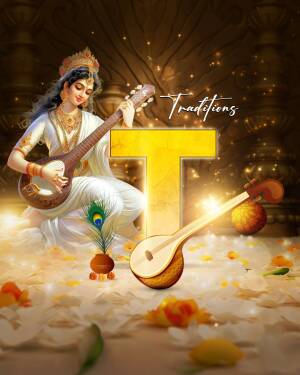 Goddess Saraswati playing the Veena