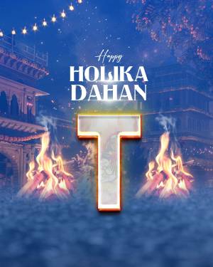 Holika Dahan celebration with bonfire and text