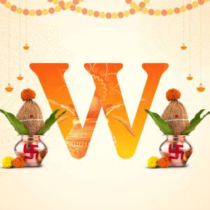 Vishwakarma Puja celebration with letter W and traditional decorations