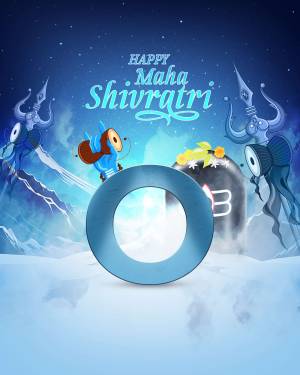 Illustration of Lord Shiva and elements related to Maha Shivaratri