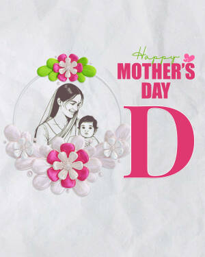 A Mother's Day graphic featuring a mother and baby with floral decorations.