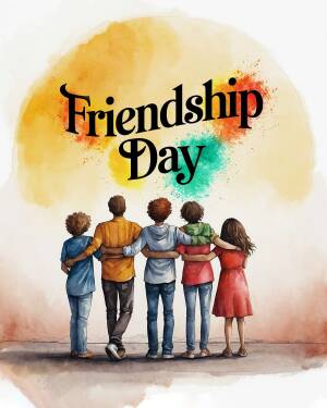 Friendship Day Watercolor Illustration Image For WhatsApp