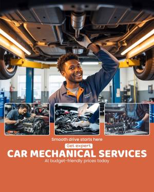 Mechanic working under a car in an auto repair shop