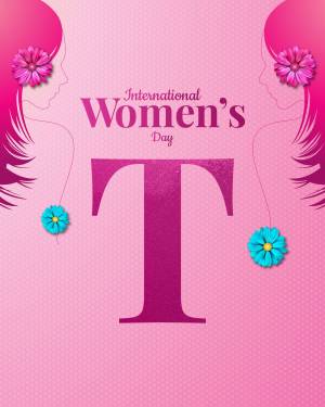 International Women's Day celebration with floral accents and silhouette of women's faces.