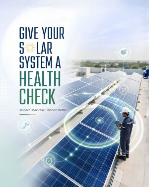 Technician performing a digital health check on rooftop solar panels using a tablet