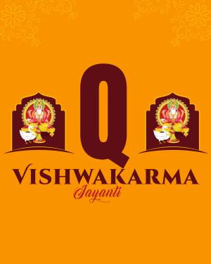 Vishwakarma Jayanti festive graphic with the letter Q