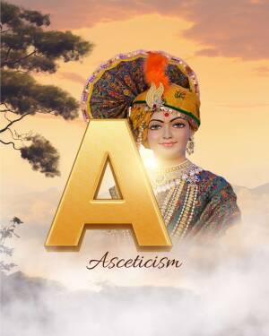 Portrait of a woman in traditional attire with the letter A and the word Asceticism