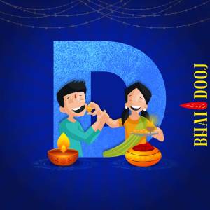 Illustration of a brother and sister celebrating Bhai Dooj