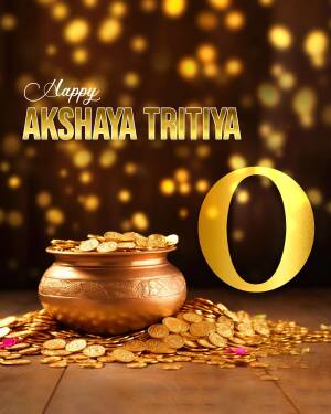 Akshaya Tritiya festive image with gold coins and a pot